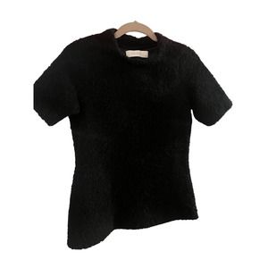 Zara Collection Black Fuzzy Short Sleeve Sweater